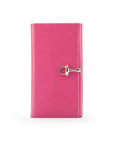 Cerise Pink Ladies Tall Leather Purse With Brass Clasp 8 CC