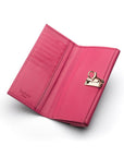 Cerise Pink Ladies Tall Leather Purse With Brass Clasp 8 CC