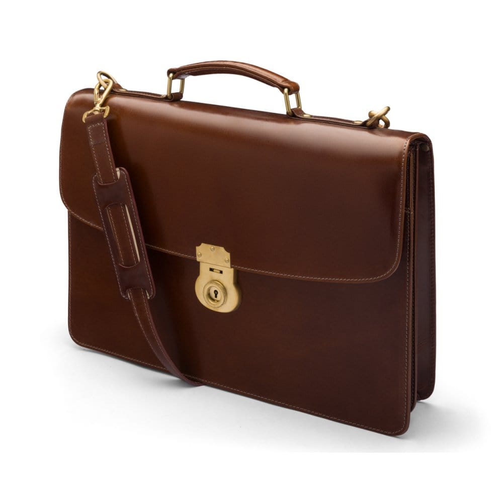 Bridle Leather Briefcase, Dark Tan Bridle | Briefcases | SageBrown