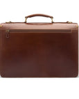 Bridle hide briefcase with brass lock, Harvard, chestnut tan, back