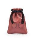 Leather drawstring coin pouch, chestnut tan