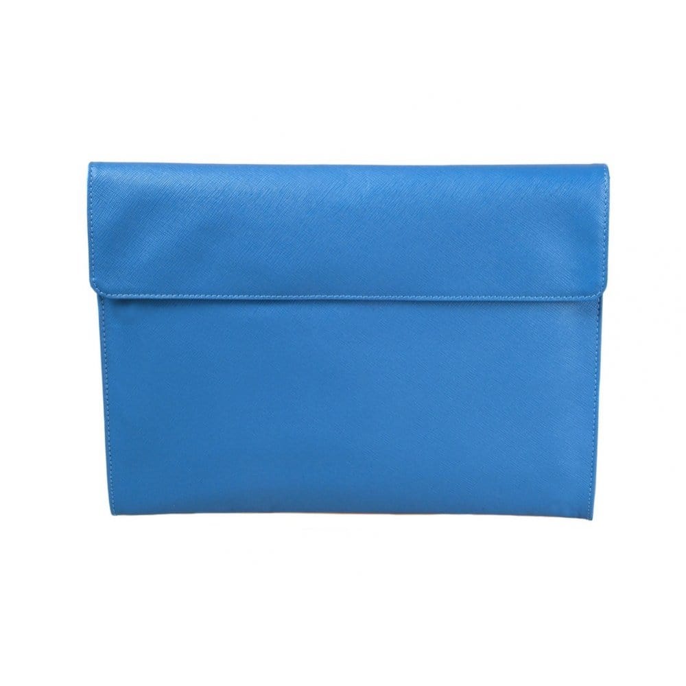 Leather A4 envelope folder, cobalt, front