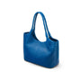 Woven leather shoulder bag, cobalt, side