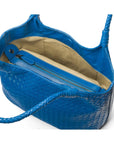 Woven leather shoulder bag, cobalt, inside