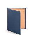 Bifold leather wallet with 6 credit cards, cobalt, front