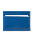 Flat leather credit card wallet 4 CC, cobalt, front