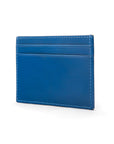 Flat leather credit card wallet 4 CC, cobalt, side