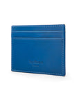 Flat leather credit card wallet 4 CC, cobalt, back