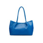 Woven leather slouchy bag, cobalt, front