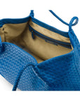 Woven leather slouchy bag, cobalt, without inner bag