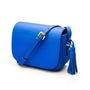 Leather saddle bag, cobalt, side