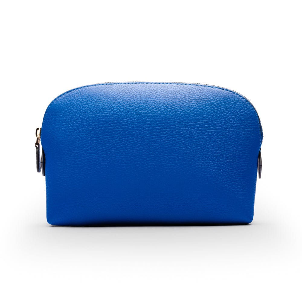 Leather cosmetic bag, cobalt, front