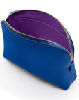 Leather cosmetic bag, cobalt, inside