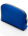 Leather cosmetic bag, cobalt, side