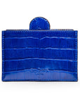 Compact leather mirror, cobalt croc, back