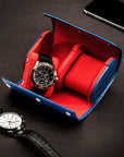 Double watch roll, cobalt croc, lifestyle