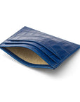 Flat leather card wallet with ID window, cobalt croc, back