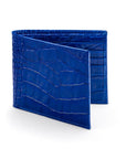 RFID leather wallet for men, cobalt croc, front view