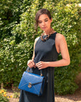 Top handle Burnett Bag, cobalt croc, lifetstyle