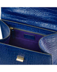 Leather signature Morgan bag, cobalt croc, inside view