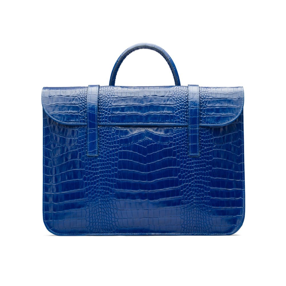 Leather music bag, cobalt croc