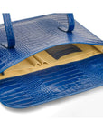 Leather music bag, cobalt croc, inside