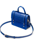 Mini top handle Harmony music bag, cobalt croc, side view