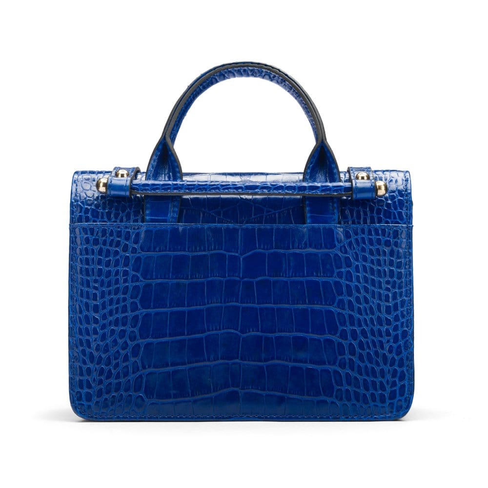 Mini top handle Harmony music bag, cobalt croc, back view