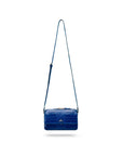 Compact crossbody bag, cobalt croc, shoulder strap