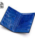 Leather card holder with RFID protection, cobalt croc, inside