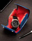 Single watch roll, cobalt croc, lifestyle