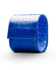 Single watch roll, cobalt croc, front