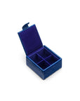 Leather jewellery box, cobalt croc, inside