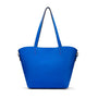 Leather tote bag, cobalt, front view