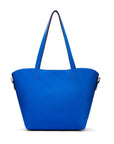 Leather tote bag, cobalt, front view