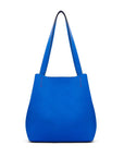 Leather tote bag, cobalt, front view 2