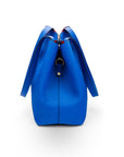 Leather tote bag, cobalt, front view 2