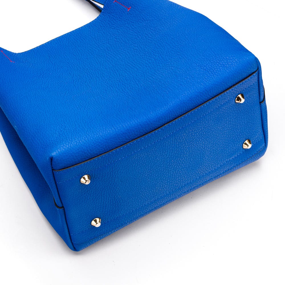 Leather tote bag, cobalt, base view