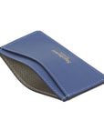 Cobalt Saffiano Flat Leather Credit Card Case With RFID Blocking Lining