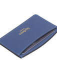 Cobalt Saffiano Flat Leather Credit Card Case With RFID Blocking Lining