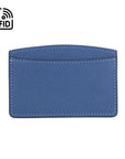 RFID Flat Leather Card Holder, cobalt saffiano, front view