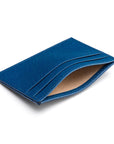 Flat leather credit card wallet 4 CC, cobalt saffiano, inside