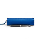 Leather pencil case, cobalt pebble grain, front