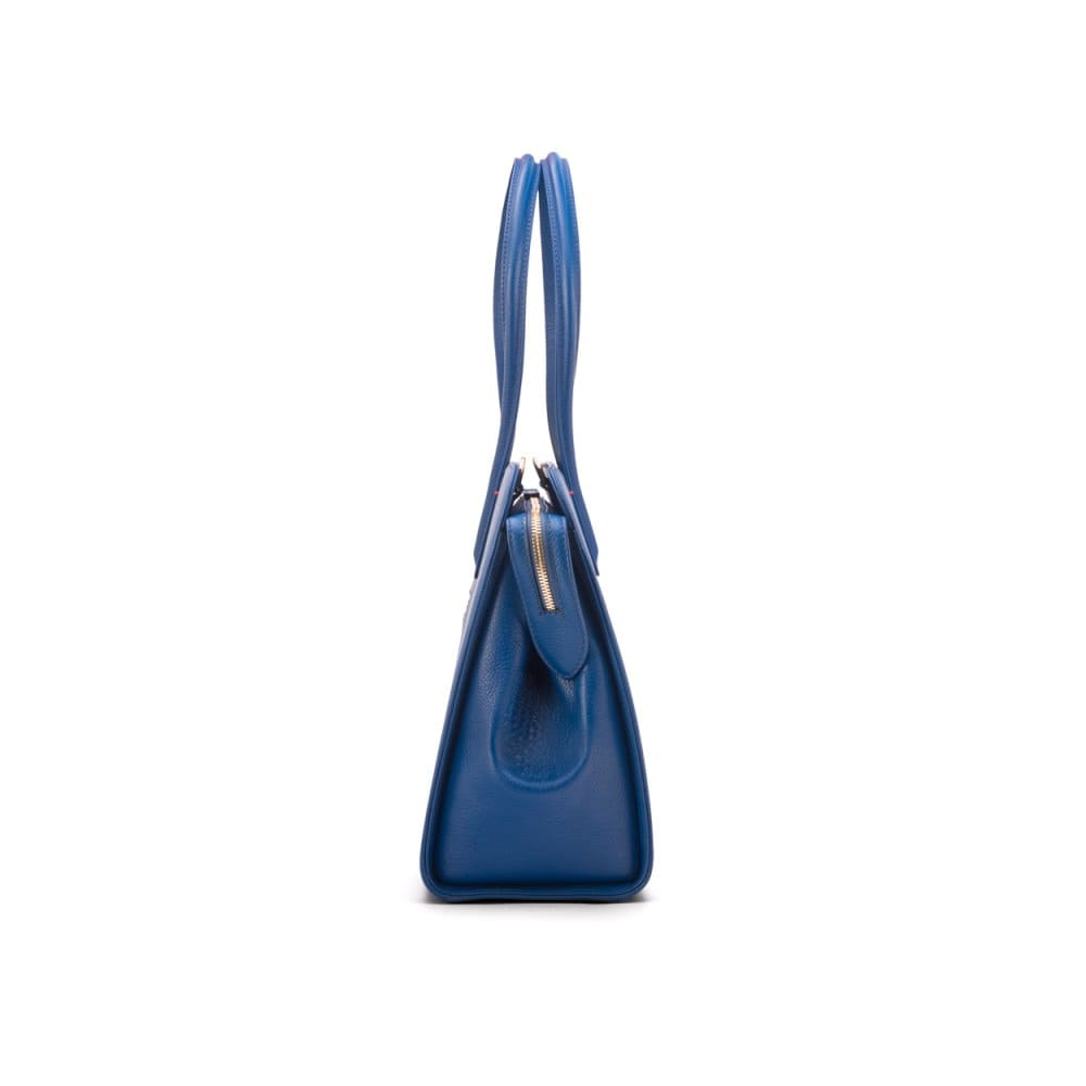 Ladies' leather 15" laptop handbag, cobalt, side