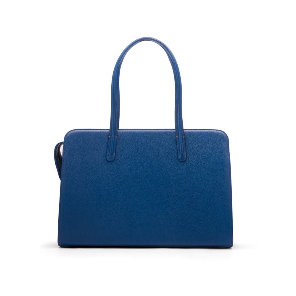 Ladies' leather 15" laptop handbag, cobalt, front