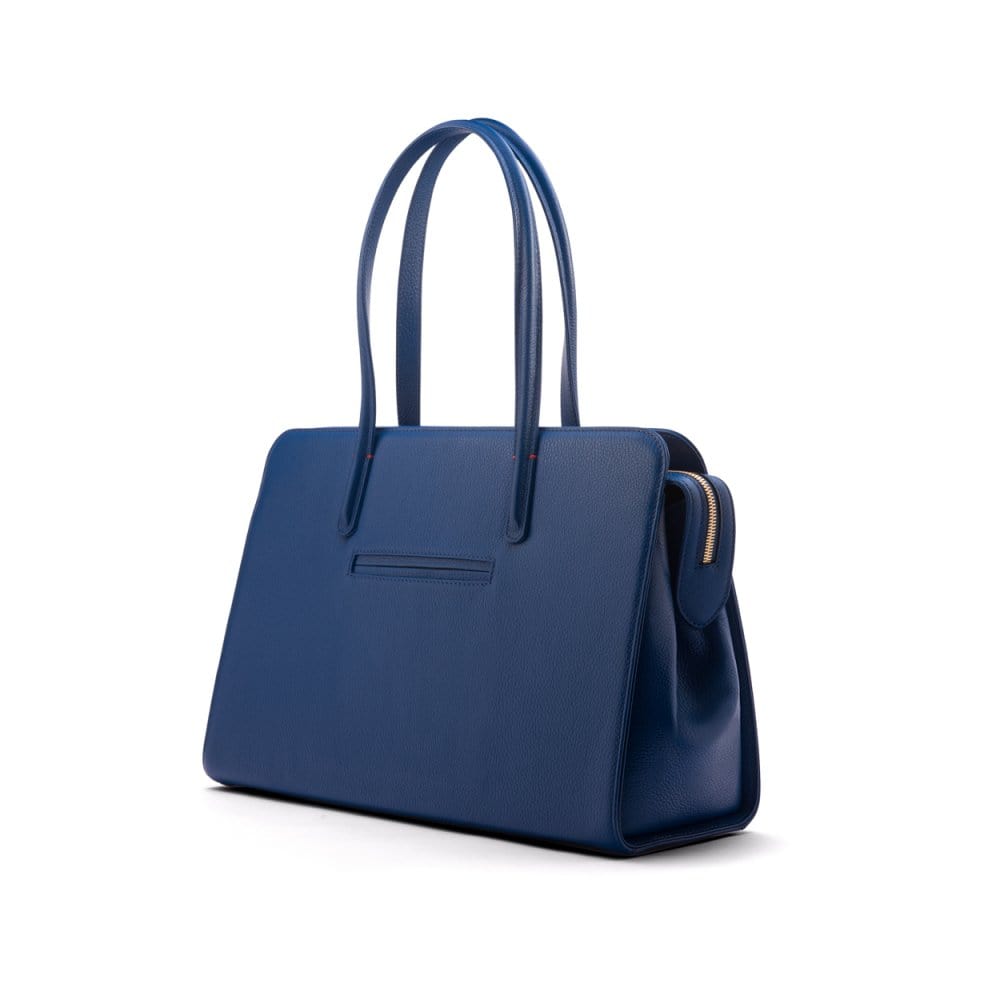 Ladies' leather 15" laptop handbag, cobalt, back