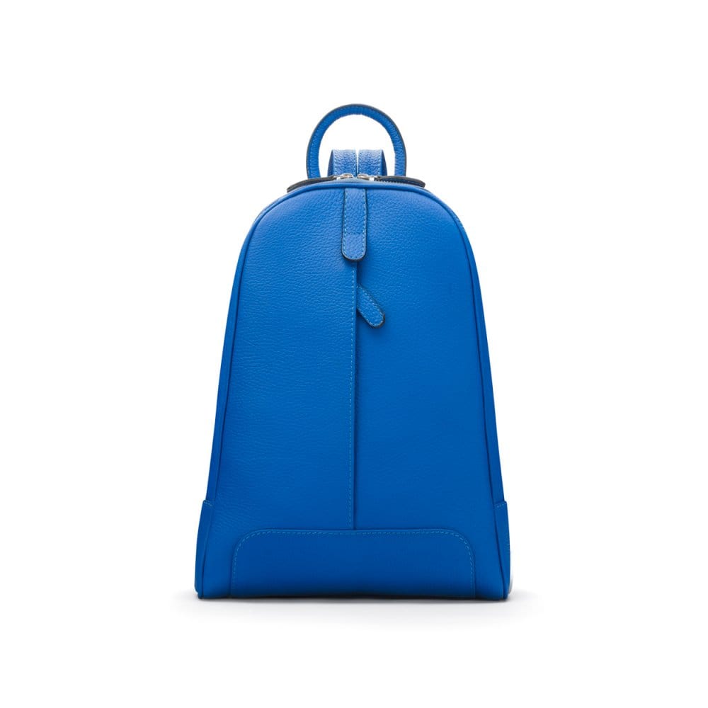 Ladies leather backpack, cobalt, front