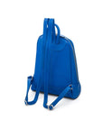 Ladies leather backpack, cobalt, rear view