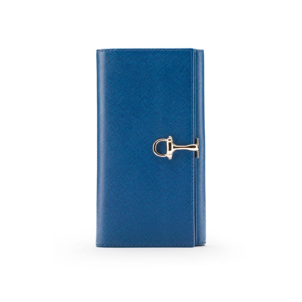 Cobalt Ladies Tall Leather Purse With Brass Clasp 8 CC