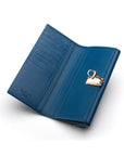 Cobalt Ladies Tall Leather Purse With Brass Clasp 8 CC